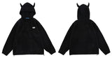 Aolamegs Hoodies Men Twist Knitting Demon Horns Solid Color Zipper Coa