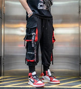men hip hop black cargo pants joggers sweatpants overalls men ribbons streetwear harem pants women fashions trousers unique joggers style 2698