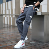 cargo pants men streetwear hip hop pants elastic waist harem ankle length trousers black army green harajuku loose casual pocket baggy cargo bottoms