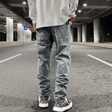 men ripped holes denim jean pants hip hip new fashion straight patchwork pants new casual jeans streetwear mens trousers joggers streetwear sweatpants