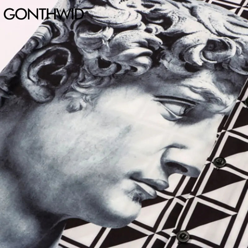 Vaporwave Vintage t-shirt – Gonthwid Hawaiian Beach Shirts Hip Hop Michelangelo David St