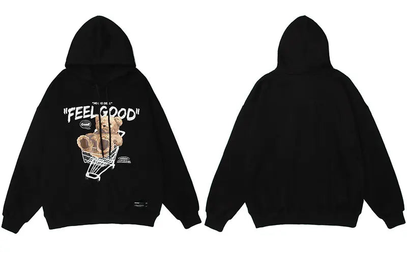 Gonthwid Men Hip Hop Hoodie Sweatshirt Streetwear Funny Bear Print Hoo
