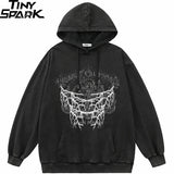 2023 Hip Hop Streetwear Hoodie Sweatshirt Washed Retro Graphic Lightni