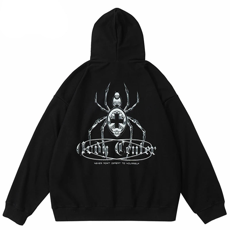 2023 Hip Hop Streetwear Hoodie Sweatshirt Cross Spider Graphic Hoodie