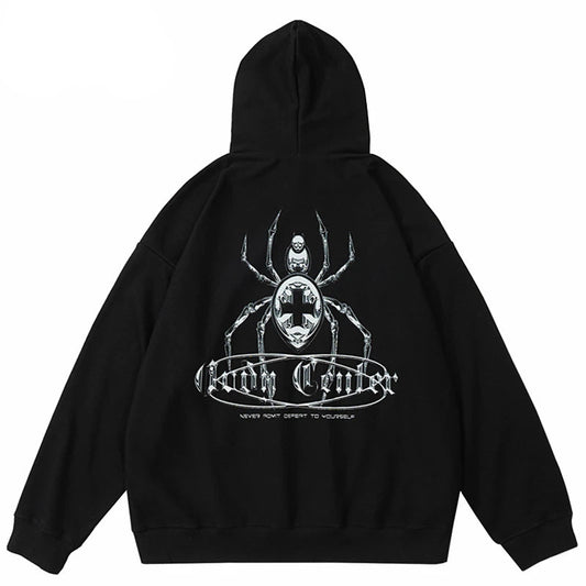 2023 Hip Hop Streetwear Hoodie Sweatshirt Cross Spider Graphic Hoodie