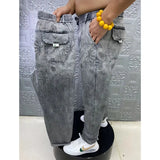 summer thin loose wide leg men jeans soft lyocell elastic fashion casual straight drawstring denim trousers black blue gray vintage washed jeans