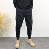 solid color black casual jeans slimming ankle length harem trousers trendy mens slim fit loose fit 2024 korean winter style pan stacked flare jeans