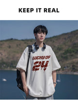 Y2k Vintage anime – Lucky Of 24 Printed Y2K Tshirts Men Fashion Cotton Short Sle