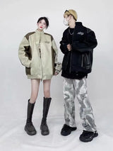 Original American Retro Fashion Brand Suede Pu Leather Jacket Stitchin