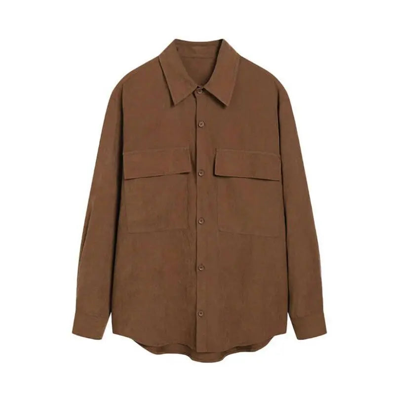 Spring And Autumn New Korean Style Shirt Men Suede Loose Trendy And Ve