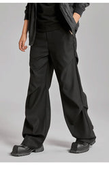 extended length edition wrinkle fashion men streetwear fashion hip hop vibe loose casual straight black suit pant trousers unique default style 1921