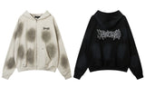 Vintage Zip Up Hoodie Jacket Y2K Punk Gothic Loose Washed Hooded Sweat