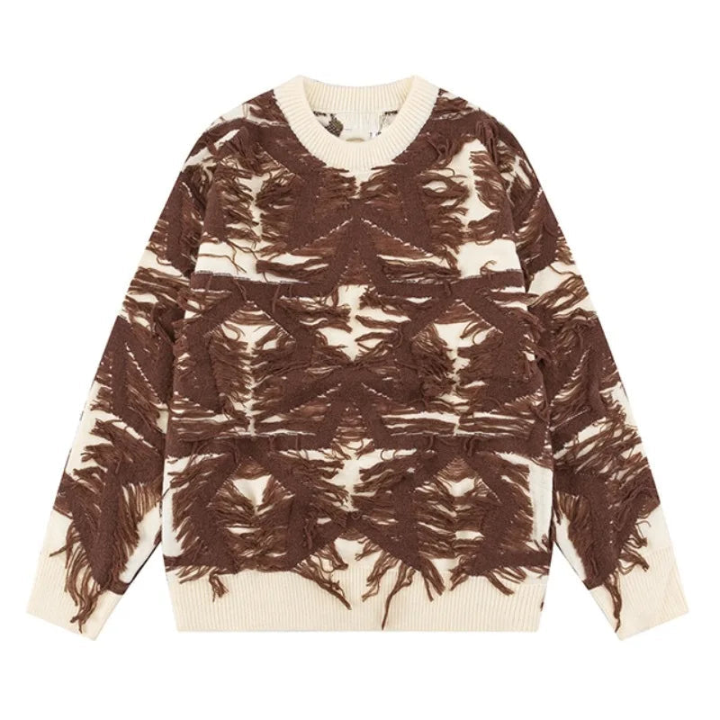 fashion stars tassel knitted sweater pullovers men fashion long sleeve loose sweater unisex autumn winter cotton jumper knitwear - bold artwork streetwear hoodie, vintage look oversized hoodie, anime inspired graphic hoodie