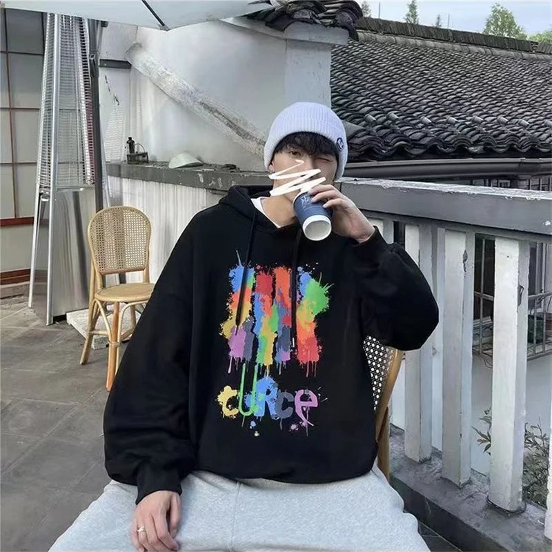 Autumn Graffiti Letter Hooded Sweatshirts Men's Design Graphic Printed Hoodies New Hip Hop Fashion Hoody Y2K