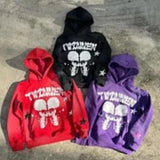 Y2k Long Sleeved Pullover Hoodie Sweatshirt Jacket Personalized Printed Pattern Streetwear School Outfit Hip-Hop Punk Winter New