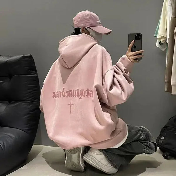 Autumn And Winter New Heavyweight Loose And Thick Hooded Suede Pullove