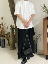 Trapwear Oversized shirt – Korean Summer Minimalist Retro Chinese Style Stand Collar Sp