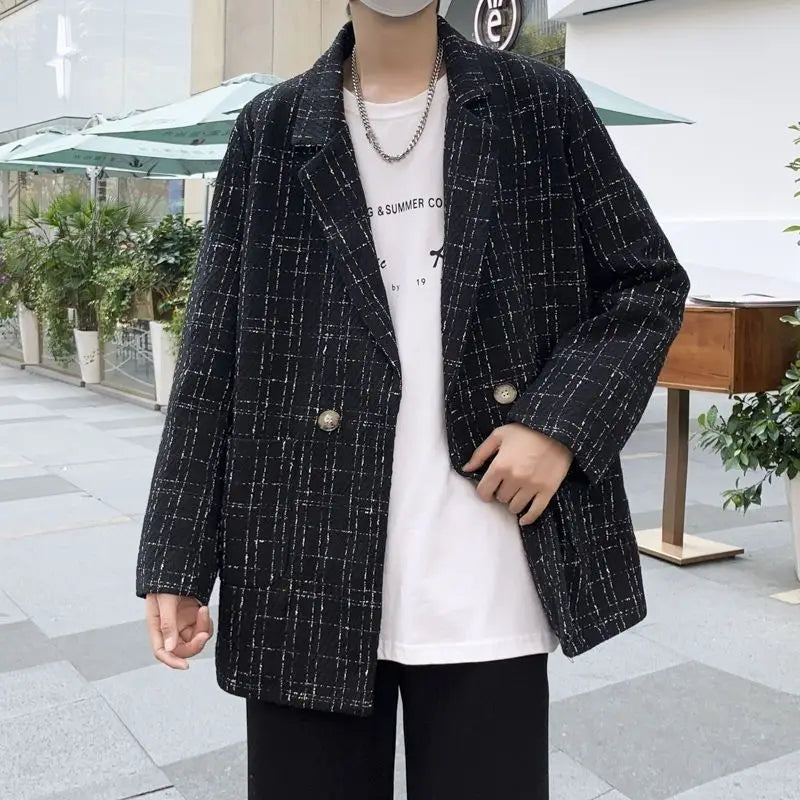 Small Fragrance Suit Mens Jacket Lazy Wind Ruffian Handsome Korean Ver