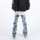 skull embroidery patchwork ripped denim jean pants fashion biker straight trousers streetwear hip hop joggers pant men clothing unique joggers style 2385