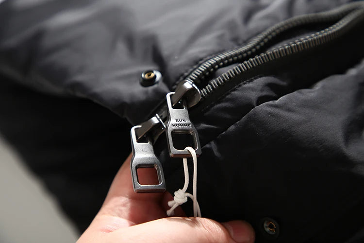 Men Hooded Down Jacket Winter Casual Letter Printed Parkas Streetwear Warm Black Zipper Jackets Harajuku Fashion Duck Down Coats