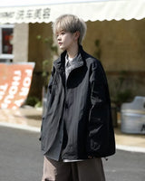 Outdoor Mens Charge Jacket Retro Loose Stand Collar Waterproof Tooling
