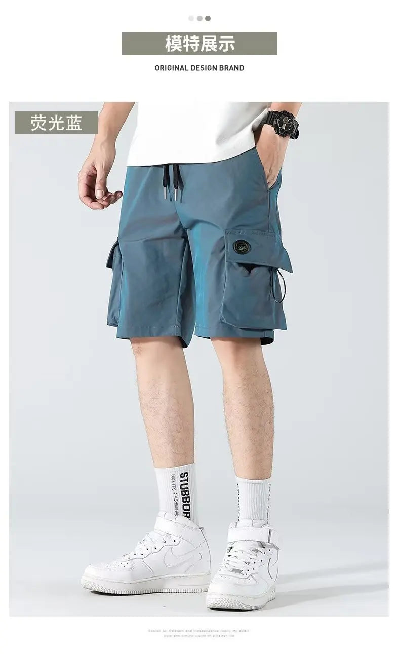 reflective hip hop shorts men harajuku casual night club light shiny short pants men shorts hip hop 2024 summer streerwear unique shorts style 1363
