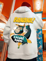 Cartoon Gorilla Banana Graphic Men's Hoodies Autumn Oversized Hip Hop Fashion Hooded Sweatshirt