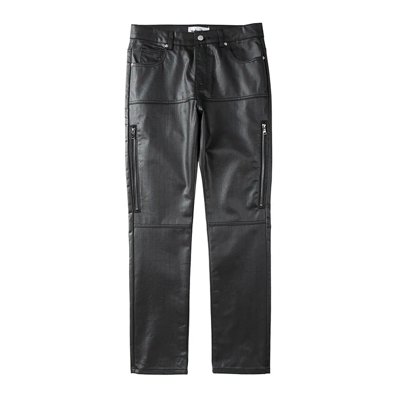 harajuku black jeans mens vibe waxed casual trousers straight pockets oversized pencil pants loose hip hop mens pants unique jeans style 4450