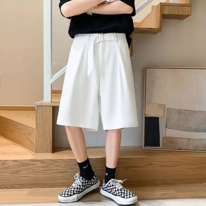 mens suit shorts summer fashion korean version solid color drape five point pants popular casual trend loose street y2k shorts unique shorts style 3403