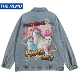 everyday graphic - style streetwear urban fashion unisex casual image quality fit hip essential design oversized hop wear material funny-cat-graphic-denim-jacket-men-hip-hop-streetwear-oversized-harajuku-blue-jeans-jackets-y2k premium style high print 321f20 streetwear design ID 111f9
