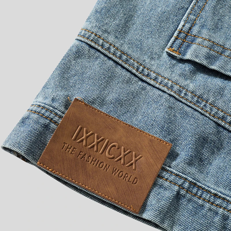 High Street Denim Short Retro Blue Jeans Summer New Men's Baggy Shorts Y2k Oversize Clothes Unisex Jeans