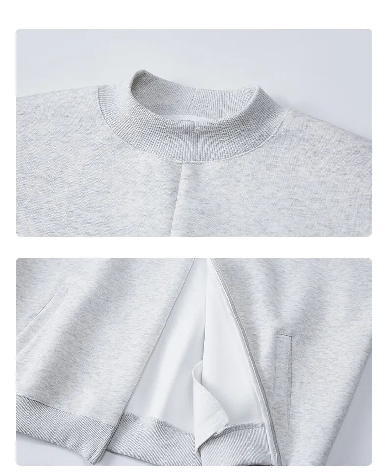 Stand Collar Half Zipper Pullover Casual Sweatshirt Men Women Streetwe