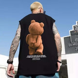Trapwear Tribal flames – 2024 New Funny Bear Printed Vest Men Hip Hop Streetwear T-Shirt