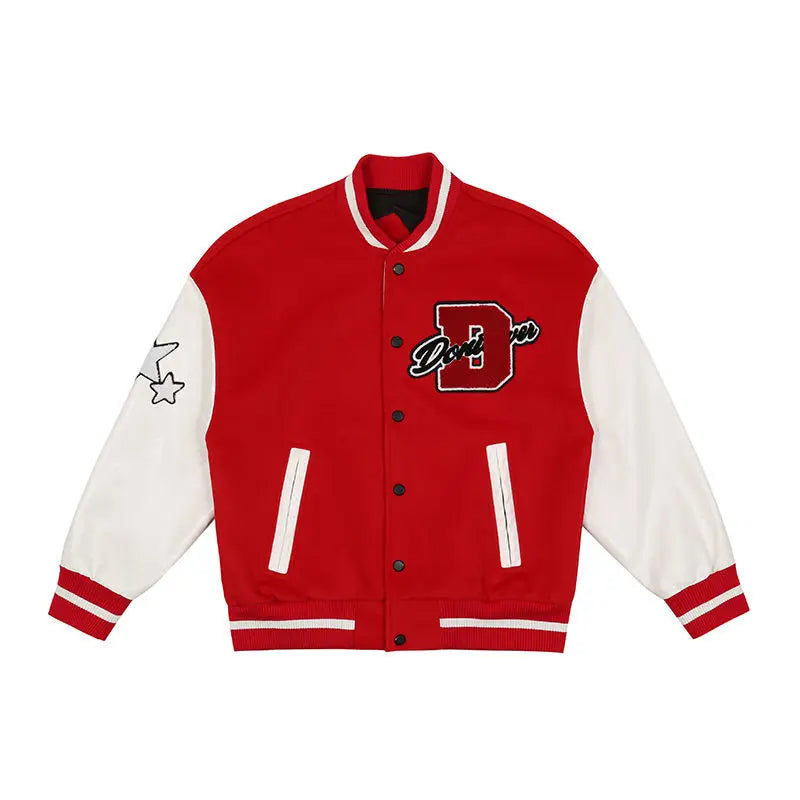 retro baseball bomber, cold season style, for men, fall streetwear outfit, oversized style, layered fashion, modern aesthetic