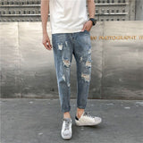 2023 autumn new light luxury fashion jeans men casual trousers korean version all match boutique clothing simple style unique jeans style 3972