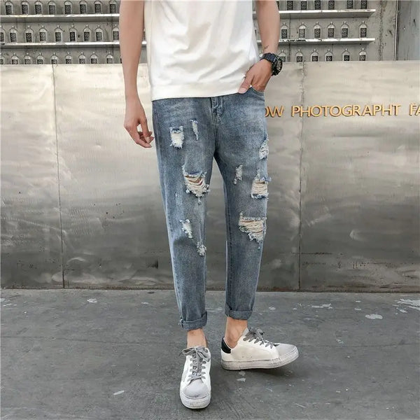 2023 autumn new light luxury fashion jeans men casual trousers korean version all match boutique clothing simple style stacked flare jeans