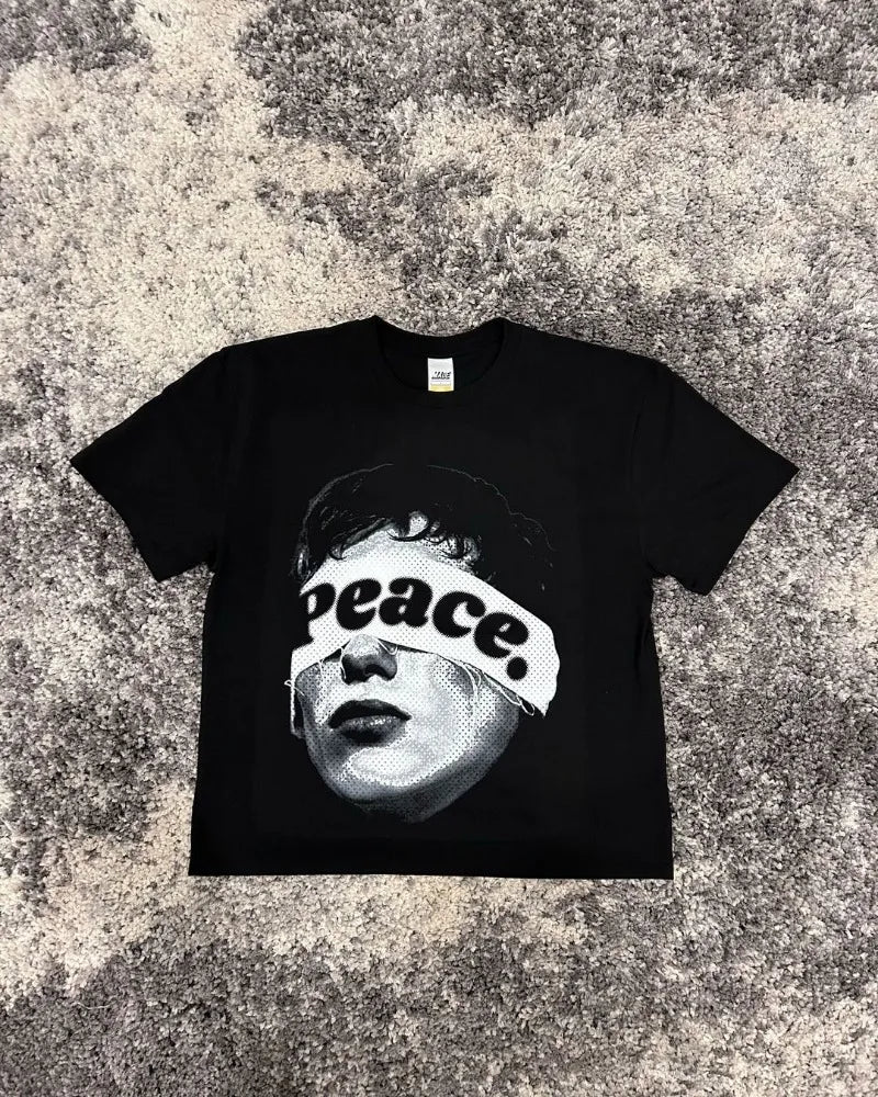 Y2k Aesthetic print tee – 2024 Y2K American High Street Fashion Brand Short Sleeved To