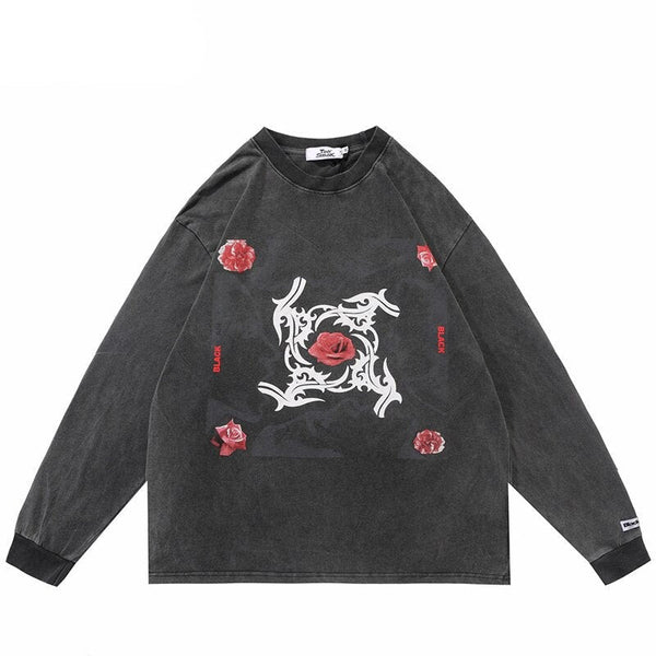 "Rose Kiss" Unisex Men Women Streetwear Graphic Sweatshirt Daulet Apparel