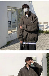 Mens Coat Spring And Autumn Stand Up Collar Half Zipper Oversize High