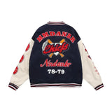 retro baseball bomber, daily drip outerwear, casual outfit