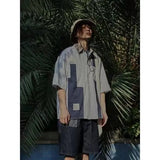 2023 Summer New Light Luxury Fashion Tooling Short-sleeved Shirt Men Loose Couple Casual Striped Shirt Boutique Clothing