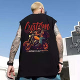 Glitchcore Aesthetic drop – Summer Japanese Anime Motorcycle Mens Printed Sleeveless T S