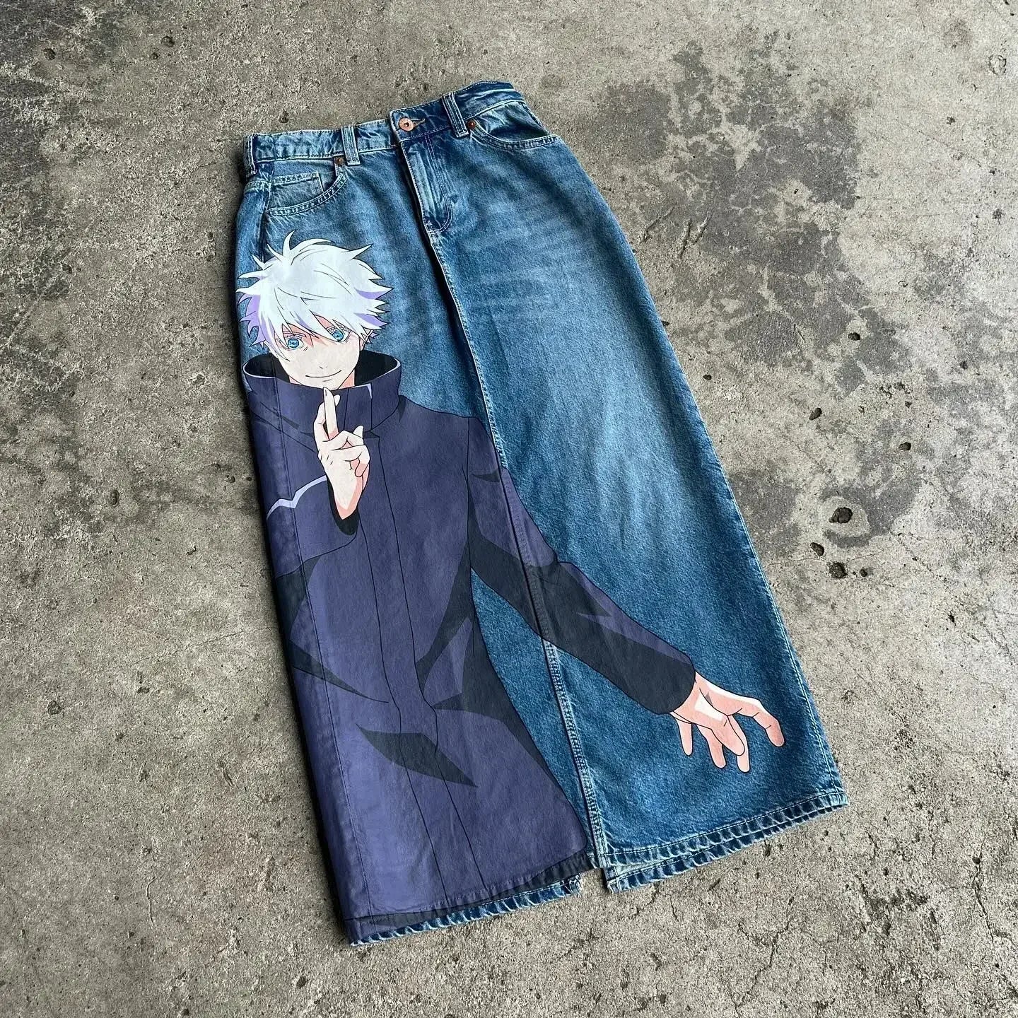 harajuku y2k baggy jeans the winged dragon of ra print wide leg denim pants popular anime jeans streetwear trouser men clothing unique jeans style 5743