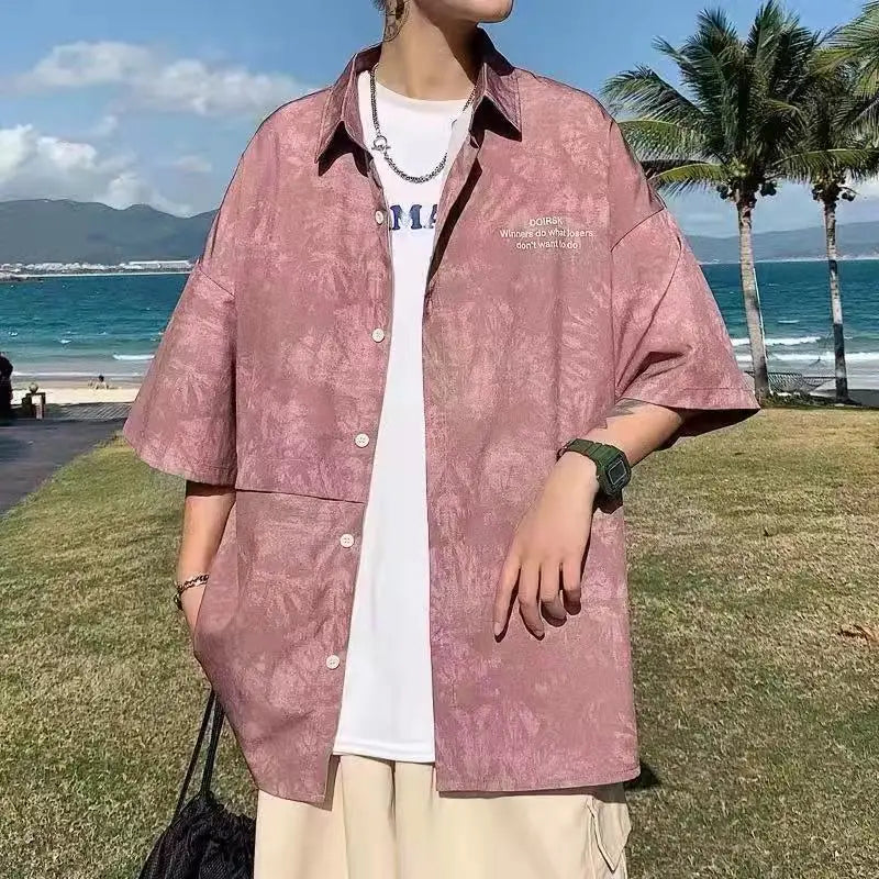 2023 Summer New Light Luxury Fashion Shirt Men Loose Casual Short-sleeved Shirt All-match Boutique Clothing Simple Style