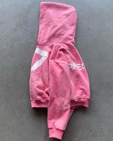 Gothic Oversized Tee – Pink Grunge Oversized Sweatshirt Zip Up Hoodie Letter Printi – Streetwear Fashion for Men & Women