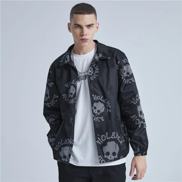 2024 Dark Aesthetic Shirt – Rainbowtouches Skull Coaches Jacket Men Long Sleeve Tops Turn Down Collar Buttoned Vintage Shirt For Mens Printed Streetwear | Button Shirt Drop #10