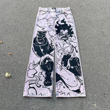 harajuku sunny sexy girl anime print baggy jeans new style wide leg trouser y2k popular streetwear men women high waist pants unique jeans style 5475