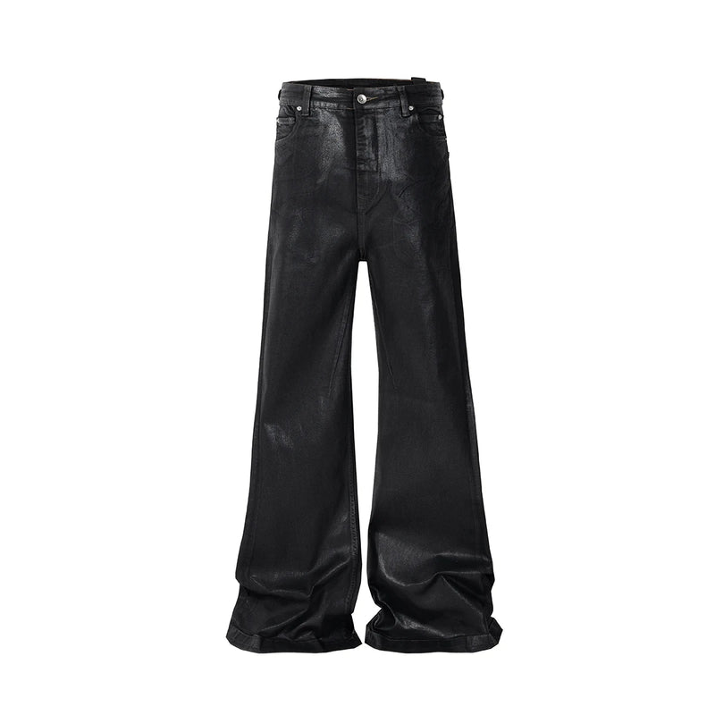 european and american street batik black paint coat wide jeans pants fashionable baggy contoured distressed flared denim jeans denim street jeans