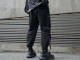 hip hop loose fit elastic waist cargo pants side big pocket ankle pants with belt mens drewstring military sweatpants joggers unique joggers style 4650