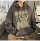 Mens Goth Letter Printed Hooded Sweatshirt American Style Vintage Tren